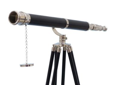 Floor Standing Chrome/Leather Galileo Telescope 65""