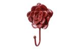 Rustic Red Cast Iron Decorative Rose Hook 7""