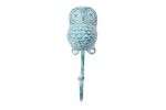 Rustic Dark Blue Whitewashed Cast Iron Decorative Owl Hook 6""