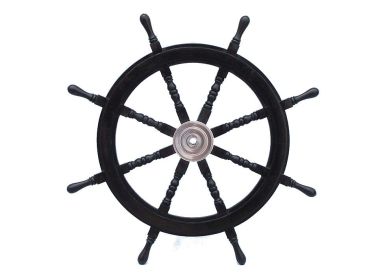 Deluxe Class Wood and Chrome Pirate Ship Steering Wheel 36""