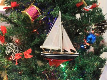 American Sailboat Christmas Tree Ornament 9""