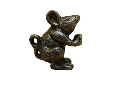 Rustic Silver Cast Iron Mouse Door Stopper 5""