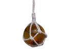 Amber Japanese Glass Ball Fishing Float With White Netting Decoration 2""