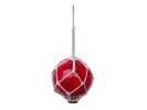 Red Japanese Glass Ball With White Netting Christmas Ornament 4&quot;