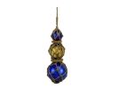 Blue - Amber - Blue Japanese Glass Ball Fishing Floats with Brown Netting Decoration 11""