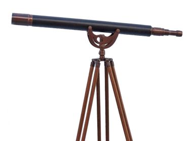 Floor Standing Antique Copper With Leather Anchormaster Telescope 65""