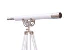 Floor Standing Brushed Nickel With White Leather Anchormaster Telescope 65""