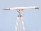 Floor Standing Brushed Nickel With White Leather Anchormaster Telescope 65""