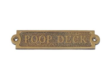 Antique Brass Poop Deck Sign 6""