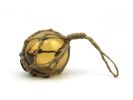 Amber Japanese Glass Ball Fishing Float With Brown Netting Decoration 3""