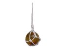 Amber Japanese Glass Ball Fishing Float With White Netting Decoration 2""