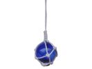 Blue Japanese Glass Ball Fishing Float With White Netting Decoration 2""