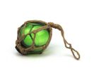 Green Japanese Glass Ball Fishing Float With Brown Netting Decoration 3""