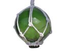 Green Japanese Glass Ball Fishing Float With White Netting Decoration 3""