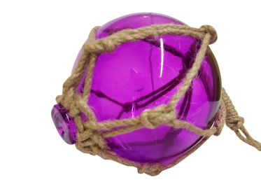 Purple Japanese Glass Ball Fishing Float With Brown Netting Decoration 6""