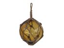 Amber Japanese Glass Ball Fishing Float With Brown Netting Decoration 6""