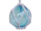 Light Blue Japanese Glass Ball Fishing Float With White Netting Decoration 6""