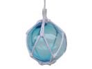 Light Blue Japanese Glass Ball Fishing Float With White Netting Decoration 6""