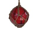 Red Japanese Glass Ball Fishing Float With Brown Netting Decoration 6""