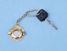 Solid Brass Porthole Mirror Key Chain 5""