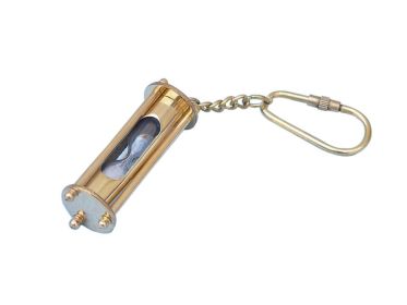 Solid Brass Hour Glass Key Chain 6""