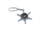 Chrome Ship Wheel Compass Key Chain 5""