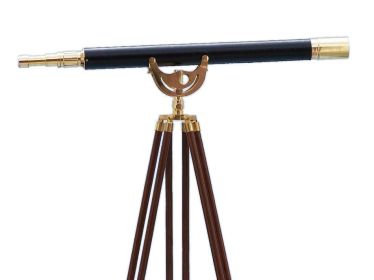 Floor Standing Brass/Leather Anchormaster Telescope 65""