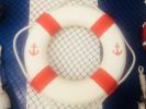 Classic White Decorative Anchor Lifering With Orange Bands 15""