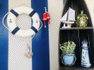 Classic White Decorative Anchor Lifering With Blue Bands 10""