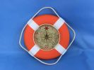 Vibrant Orange Decorative Lifering Clock With White Bands 18""