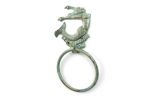 Antique Seaworn Bronze Cast Iron Arching Mermaid Towel Holder 9""