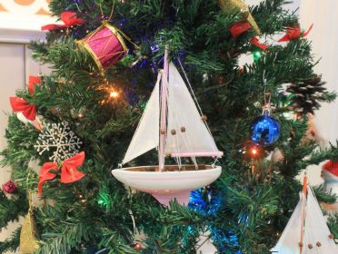 Pink Sailboat Christmas Tree Ornament 9""