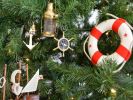 Brass Ship's Wheel Compass Christmas Tree Ornament