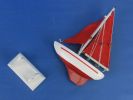 Wooden Red Pacific Sailer with Red Sails Model Sailboat Decoration 9""