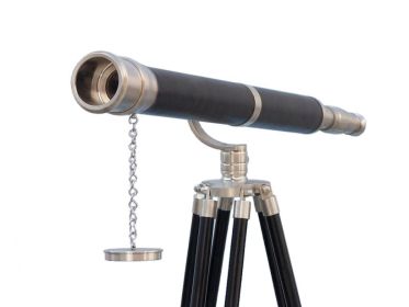 Floor Standing Brushed Nickel With Leather Galileo Telescope 65""