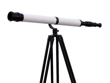 Floor Standing Oil-Rubbed Bronze-White Leather With Black Stand Galileo Telescope 65""