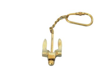 Solid Brass Navy Stockless Anchor Key Chain 5""