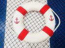 Classic White Decorative Anchor Lifering With Red Bands 10""