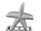 Rustic Whitewashed Cast Iron Starfish Napkin Holder 6""