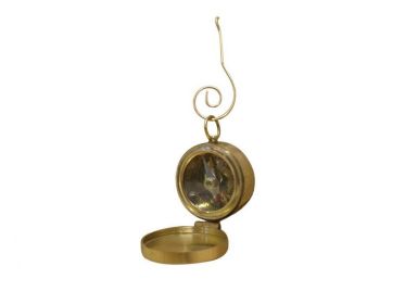 Solid Brass Decorative Compass with Lid Christmas Ornament 4""