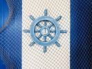 Rustic All Light Blue Decorative Ship Wheel With Sailboat 12""