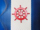 Red Decorative Ship Wheel With Sailboat 12""