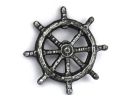 Antique Silver Cast Iron Ship Wheel Bottle Opener 3.75""