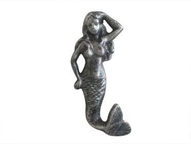 Antique Silver Cast Iron Mermaid Hook 6""