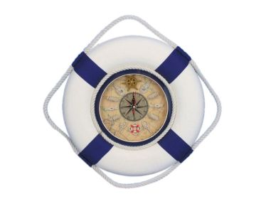 Classic White Decorative Lifering Clock with Blue Bands 12""