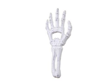 Whitewashed Cast Iron Skeleton Hand Bottle Opener 7""