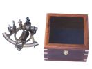 Antique Brass Sextant 7"" with Rosewood Box