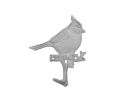 Whitewashed Cast Iron Cardinal Sitting on a Tree Branch Decorative Metal Wall Hook 6.5""