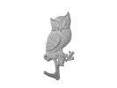 Whitewashed Cast Iron Owl Sitting on a Tree Branch Decorative Metal Wall Hook 6.5""