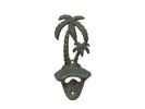 Antique Seaworn Bronze Cast Iron Wall Mounted Palmtree Bottle Opener 6""